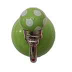 Decorative Ceramic Wall Hook | Green with White Polka Dots | Handcrafted Hook with Metal Mount for Keys, Coats, Towels & Home Décor