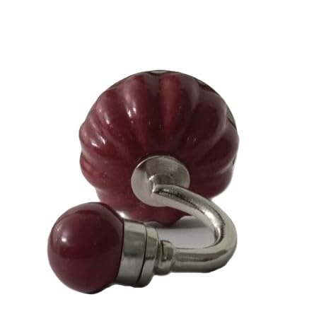 Ally Crafts Decorative Ceramic Wall Hook | Red Floral Design with Silver Metal Mount | Handcrafted Hanging Hook for Keys, Coats, Towels & Home Déco