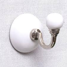 Decorative Wall Mounted Hooks Set of 2 | White Ceramic | Handcrafted Wall Hangers for Keys, Coats, Towels & Home Décor