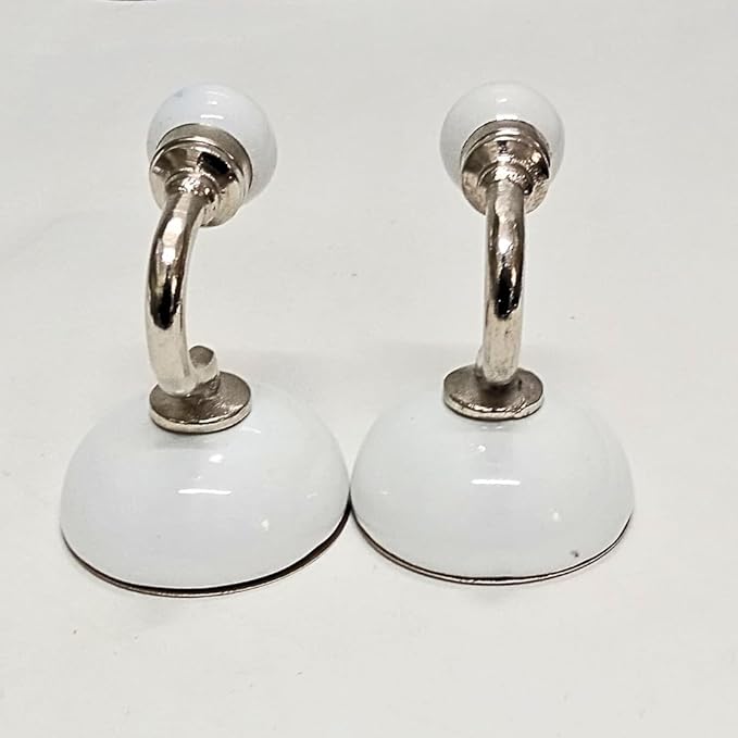 Decorative Wall Mounted Hooks Set of 2 | White Ceramic | Handcrafted Wall Hangers for Keys, Coats, Towels & Home Décor