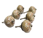 Decorative Ceramic Drawer Knobs, Speckled Beige with Coral Pattern, Set of 6
