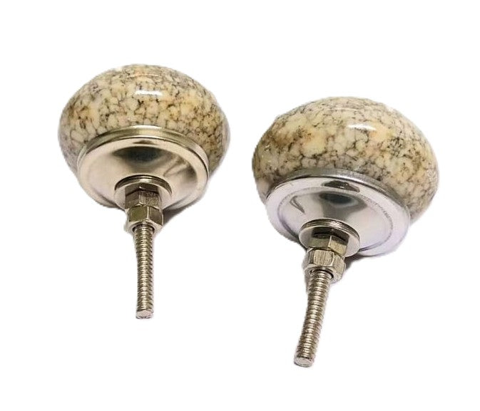 Decorative Ceramic Drawer Knobs, Speckled Beige with Coral Pattern, Set of 6