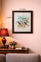 ALLY CRAFTS Handcrafted Bird Wall Painting with | Elegant Nature Art for Living Room Bedroom Office | Decorative Framed Wall Décor