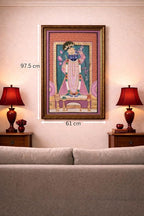 Traditional Indian Spiritual Wall Painting | Classic Framed Vertical Artwork | Devotional Home & Prayer Room Décor
