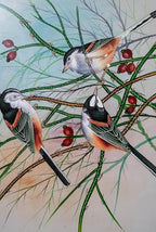 ALLY CRAFTS Handcrafted Bird Wall Painting with | Elegant Nature Art for Living Room Bedroom Office | Decorative Framed Wall Décor