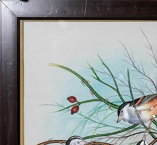 ALLY CRAFTS Handcrafted Bird Wall Painting with | Elegant Nature Art for Living Room Bedroom Office | Decorative Framed Wall Décor