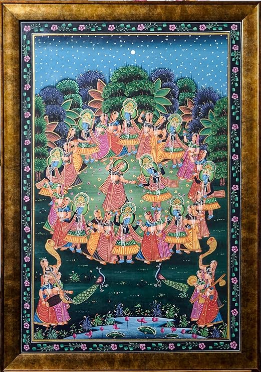 ALLY CRAFTS Traditional Indian Radha Krishna Wall Painting | Handmade Framed Vertical Artwork | Spiritual Home & Prayer Room Décor