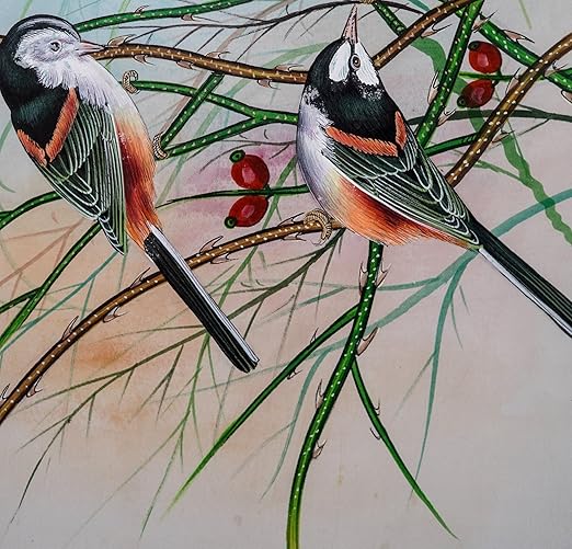 ALLY CRAFTS Handcrafted Bird Wall Painting with | Elegant Nature Art for Living Room Bedroom Office | Decorative Framed Wall Décor