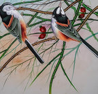 ALLY CRAFTS Handcrafted Bird Wall Painting with | Elegant Nature Art for Living Room Bedroom Office | Decorative Framed Wall Décor