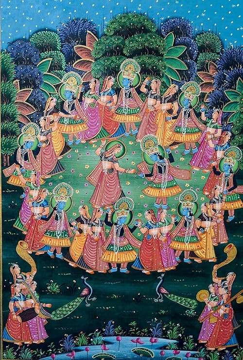 ALLY CRAFTS Traditional Indian Radha Krishna Wall Painting | Handmade Framed Vertical Artwork | Spiritual Home & Prayer Room Décor