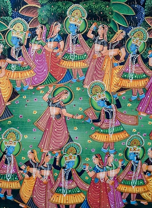 ALLY CRAFTS Traditional Indian Radha Krishna Wall Painting | Handmade Framed Vertical Artwork | Spiritual Home & Prayer Room Décor