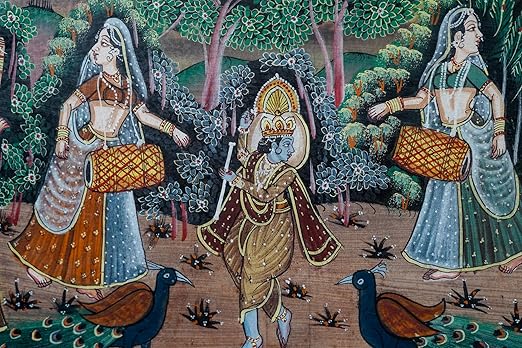 Traditional Indian Miniature Painting Wall Art | Long Horizontal Framed Cultural Artwork | Handmade Indian Heritage Home Décor for Living Room Hallway