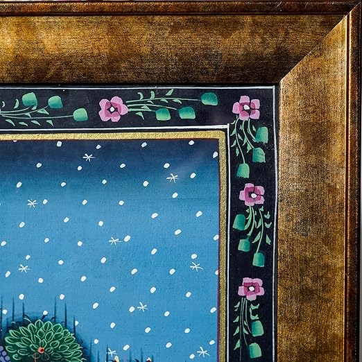 ALLY CRAFTS Traditional Indian Radha Krishna Wall Painting | Handmade Framed Vertical Artwork | Spiritual Home & Prayer Room Décor