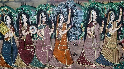 Traditional Indian Miniature Painting Wall Art | Long Horizontal Framed Cultural Artwork | Handmade Indian Heritage Home Décor for Living Room Hallway