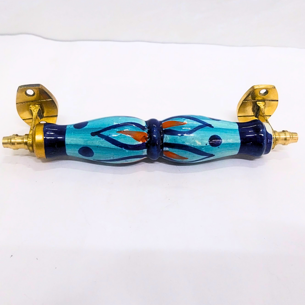 Ceramic Door Handles – Set of 2, Medium Size, White & Blue Decorative Pull Knobs for Cabinets, Drawers, and Furniture (Light Blue & Navy Blue)