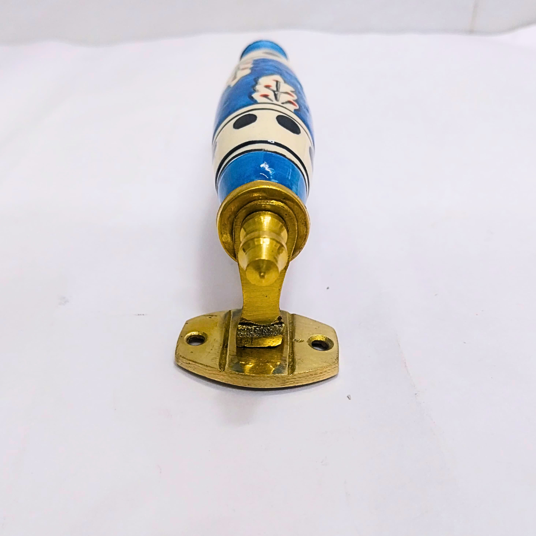 Ceramic Door Handles – Set of 2, Medium Size, White & Blue Decorative Pull Knobs for Cabinets, Drawers, and Furniture (White & Blue)