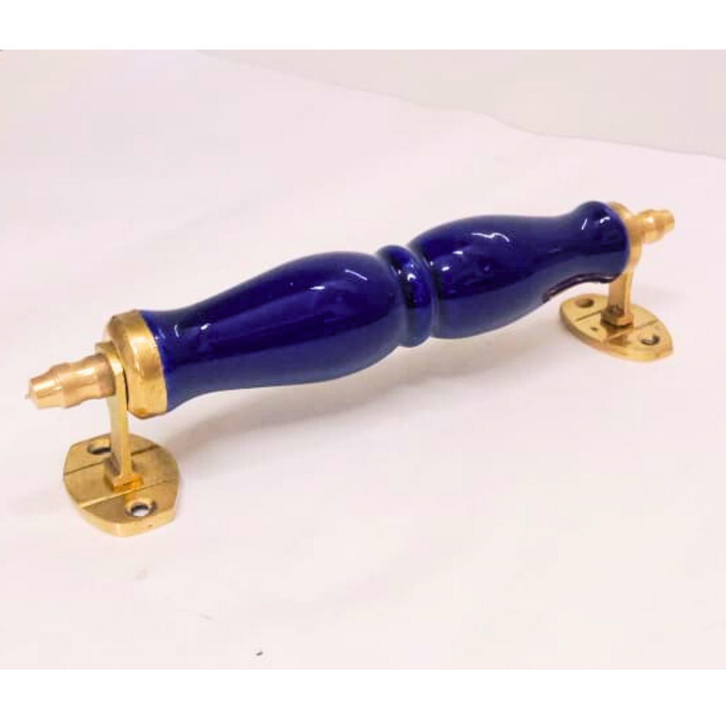 Ceramic Door Handles – Set of 2, Medium Size, White & Blue Decorative Pull Knobs for Cabinets, Drawers, and Furniture (Navy Blue