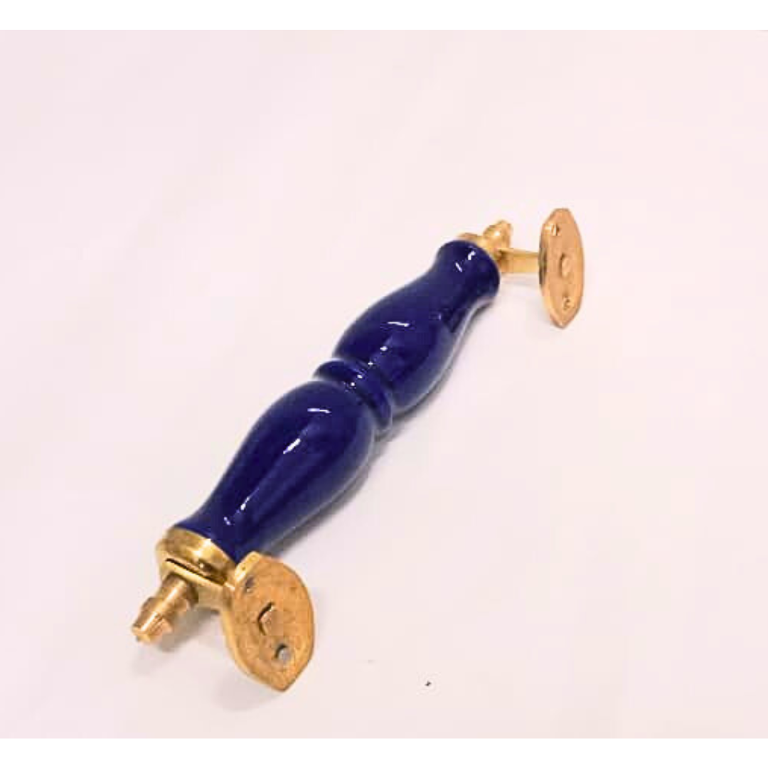 Ceramic Door Handles – Set of 2, Medium Size, White & Blue Decorative Pull Knobs for Cabinets, Drawers, and Furniture (Navy Blue