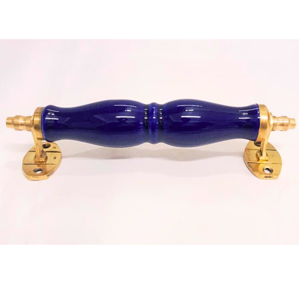 Ceramic Door Handles – Set of 2, Medium Size, White & Blue Decorative Pull Knobs for Cabinets, Drawers, and Furniture (Navy Blue