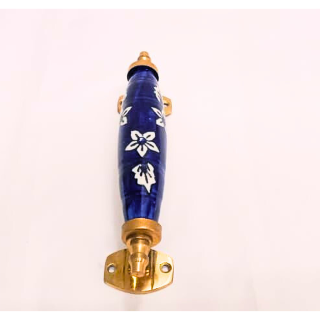 Ceramic Door Handles – Set of 2, Medium Size, White & Blue Decorative Pull Knobs for Cabinets, Drawers, and Furniture (Blue & White)