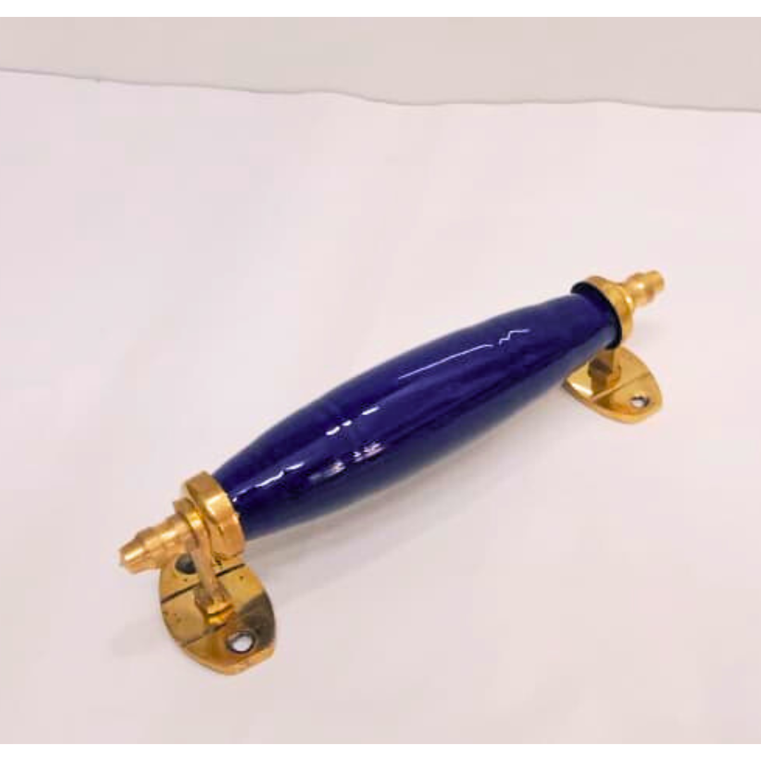 Ceramic Door Handles – Set of 2, Medium Size, White & Blue Decorative Pull Knobs for Cabinets, Drawers, and Furniture (Navy Blue)