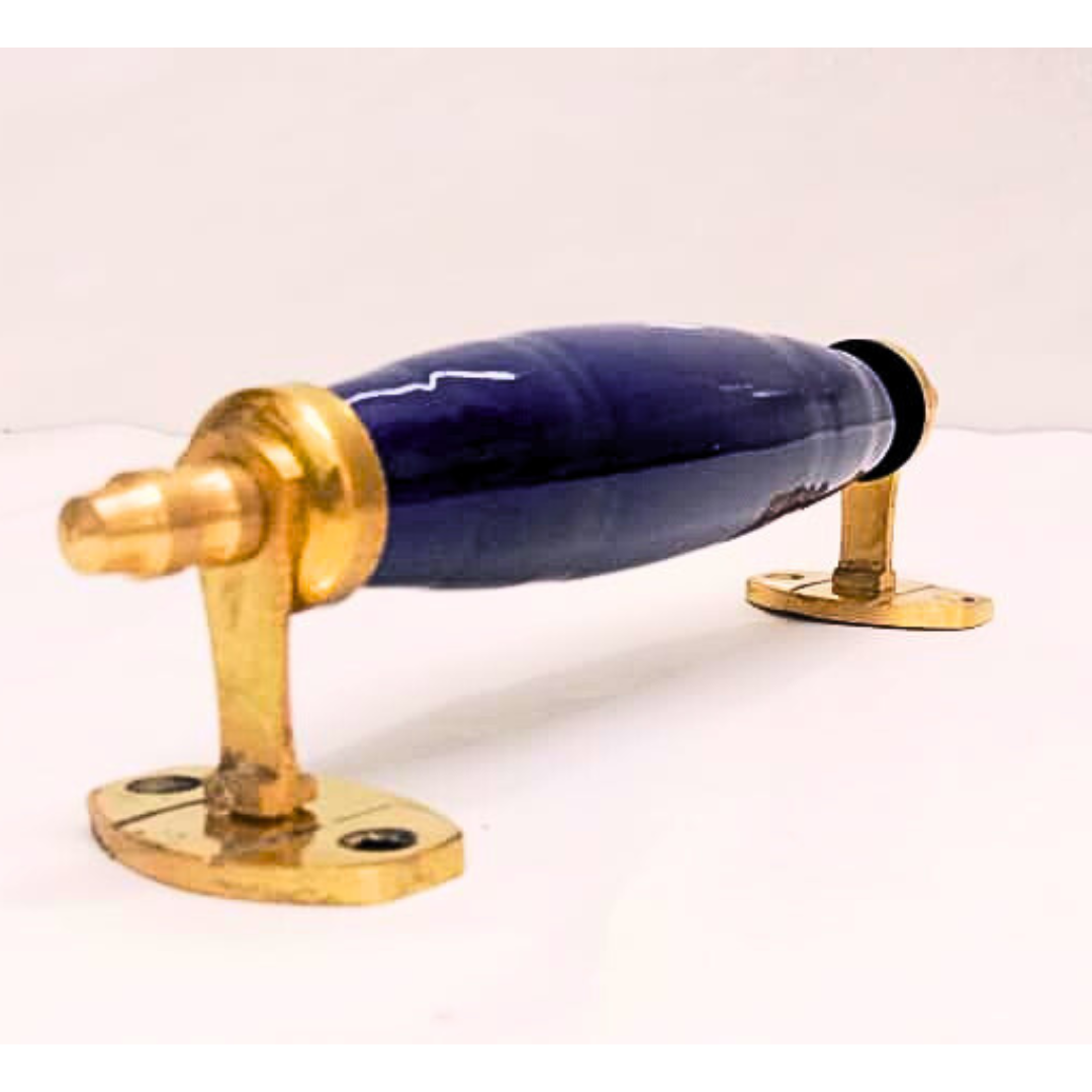 Ceramic Door Handles – Set of 2, Medium Size, White & Blue Decorative Pull Knobs for Cabinets, Drawers, and Furniture (Navy Blue)