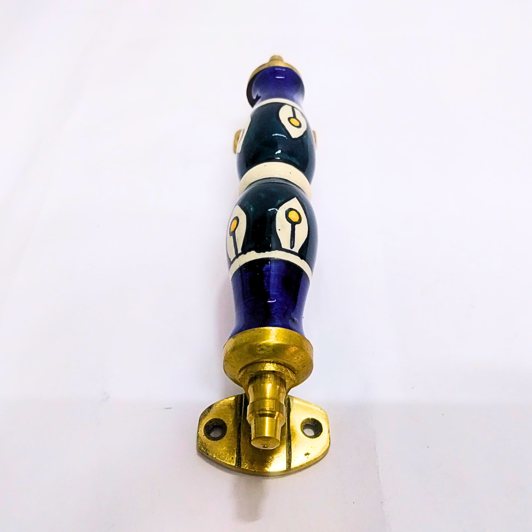 Ceramic Door Handles – Set of 2, Medium Size, White & Blue Decorative Pull Knobs for Cabinets, Drawers, and Furniture