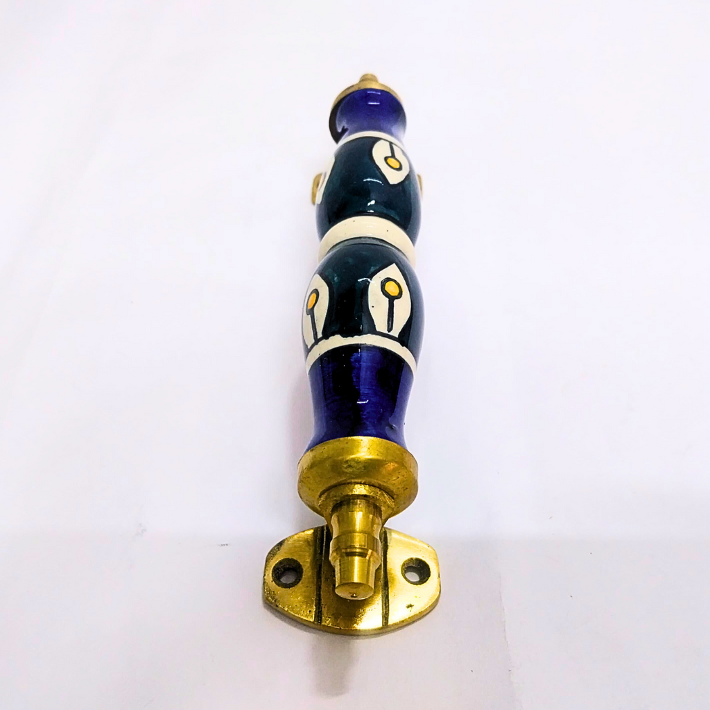 Ceramic Door Handles – Set of 2, Medium Size, White & Blue Decorative Pull Knobs for Cabinets, Drawers, and Furniture