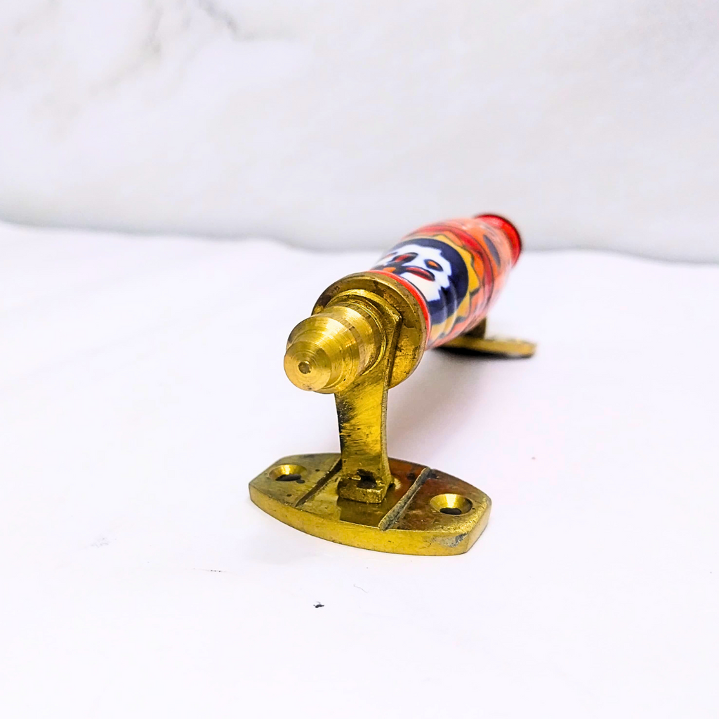 Ceramic Door Handles – Set of 2, Medium Size, White & Blue Decorative Pull Knobs for Cabinets, Drawers, and Furniture (Orange)