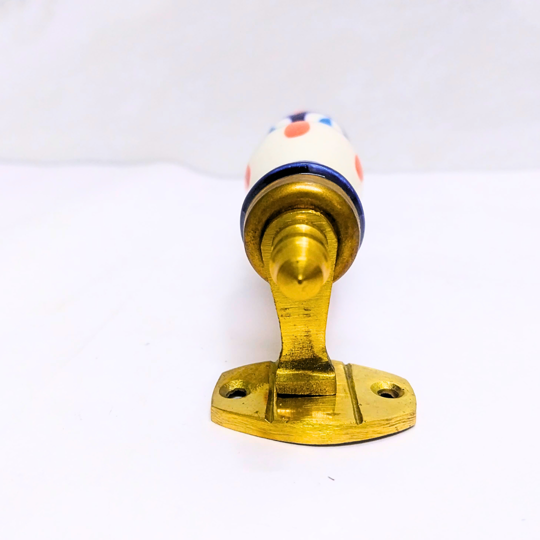 Ally Crafts Ceramic Door Handles – Set of 2, Medium Size, White & Blue Decorative Pull Knobs for Cabinets, Drawers, and Furniture (White & Blue