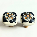 Decorative Wine Bottle Stoppers with Floral Design | White Handcrafted Ceramic Top with Natural Cork Base | Set of 2 | Reusable, Eco-Friendly Kitchen & Bar Accessories