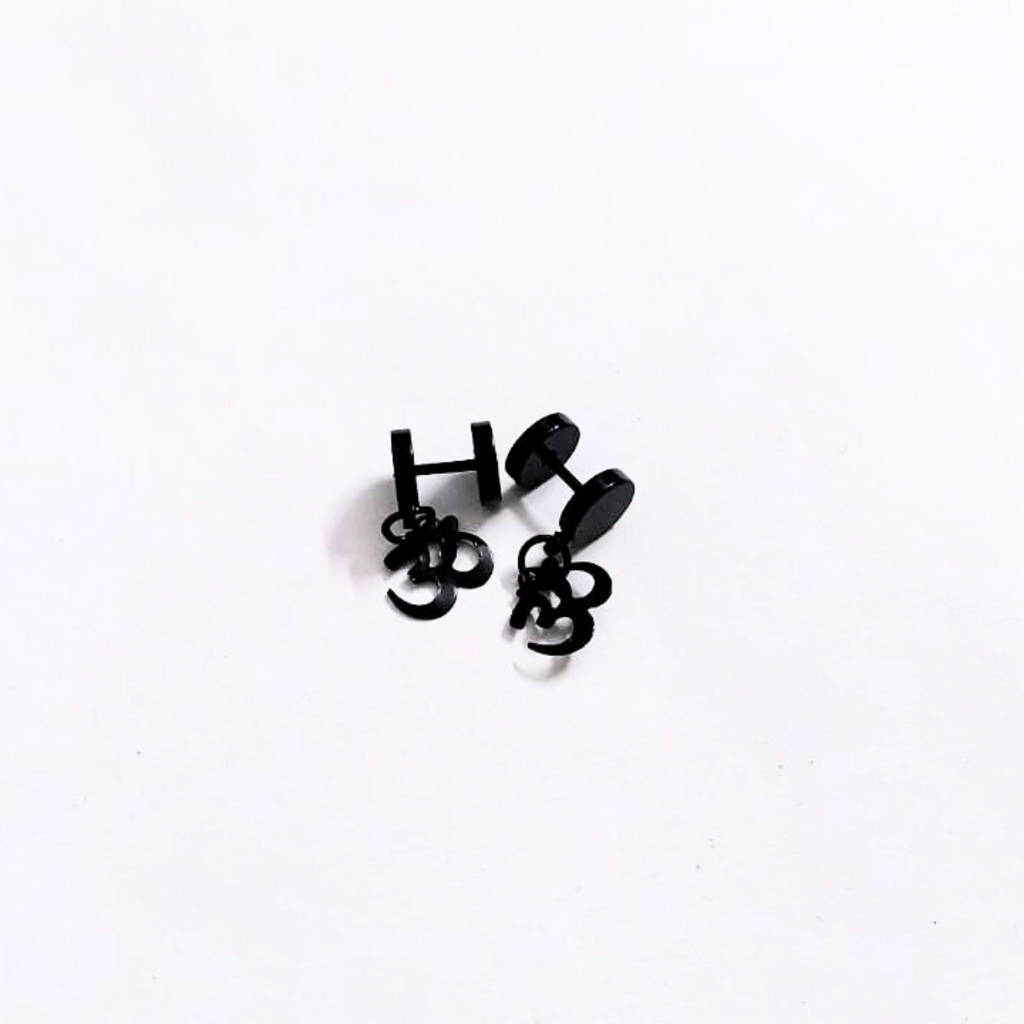 Black Om Stud Earrings for Men & Women | Matte Finish Spiritual Om Symbol Earrings | Minimal Daily Wear Unisex Jewelry