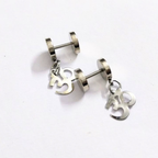 Silver Om Stud Earrings for Men & Women | Minimal Spiritual Om Symbol Earrings | Daily Wear Unisex Jewelry