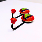 Decorative Wall Hook with Hand-Painted Ceramic – Red & Green Paisley Design, Double Hooks for Hanging Keys, Towels, or Accessories