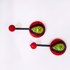 Decorative Wall Hook with Hand-Painted Ceramic – Red & Green Paisley Design, Double Hooks for Hanging Keys, Towels, or Accessories