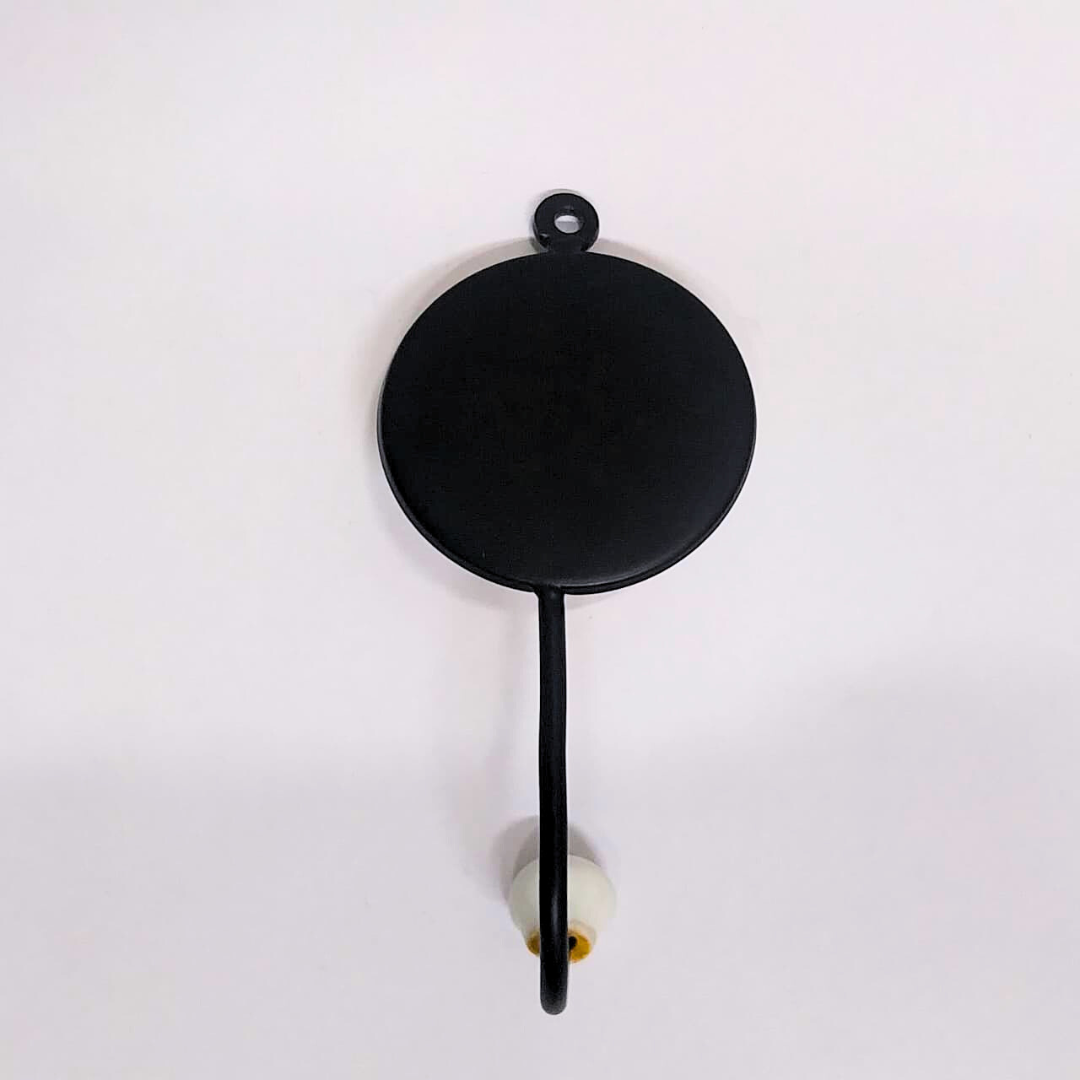 Decorative Ceramic Wall Hook – Green Leaf & Blue Star Floral Design, Stylish Hook for Keys, Towels, or Accessories