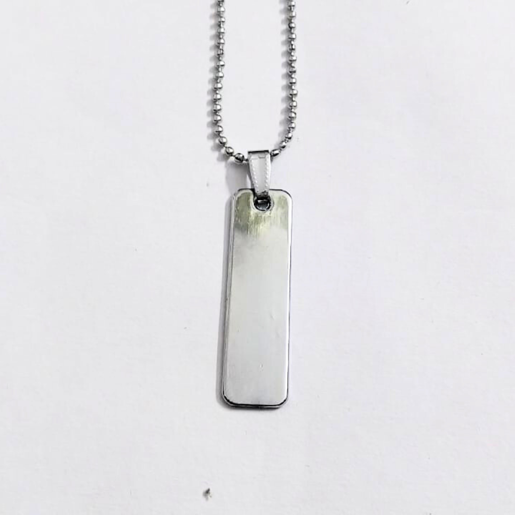 Men’s Silver Rectangular Pendant Necklace | Stylish Minimalist Chain Jewelry | Unisex Fashion Accessory