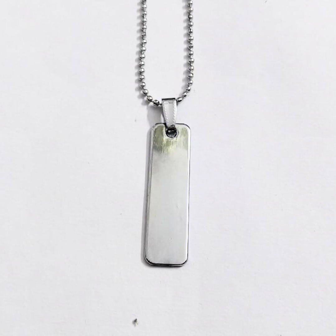 Men’s Silver Rectangular Pendant Necklace | Stylish Minimalist Chain Jewelry | Unisex Fashion Accessory