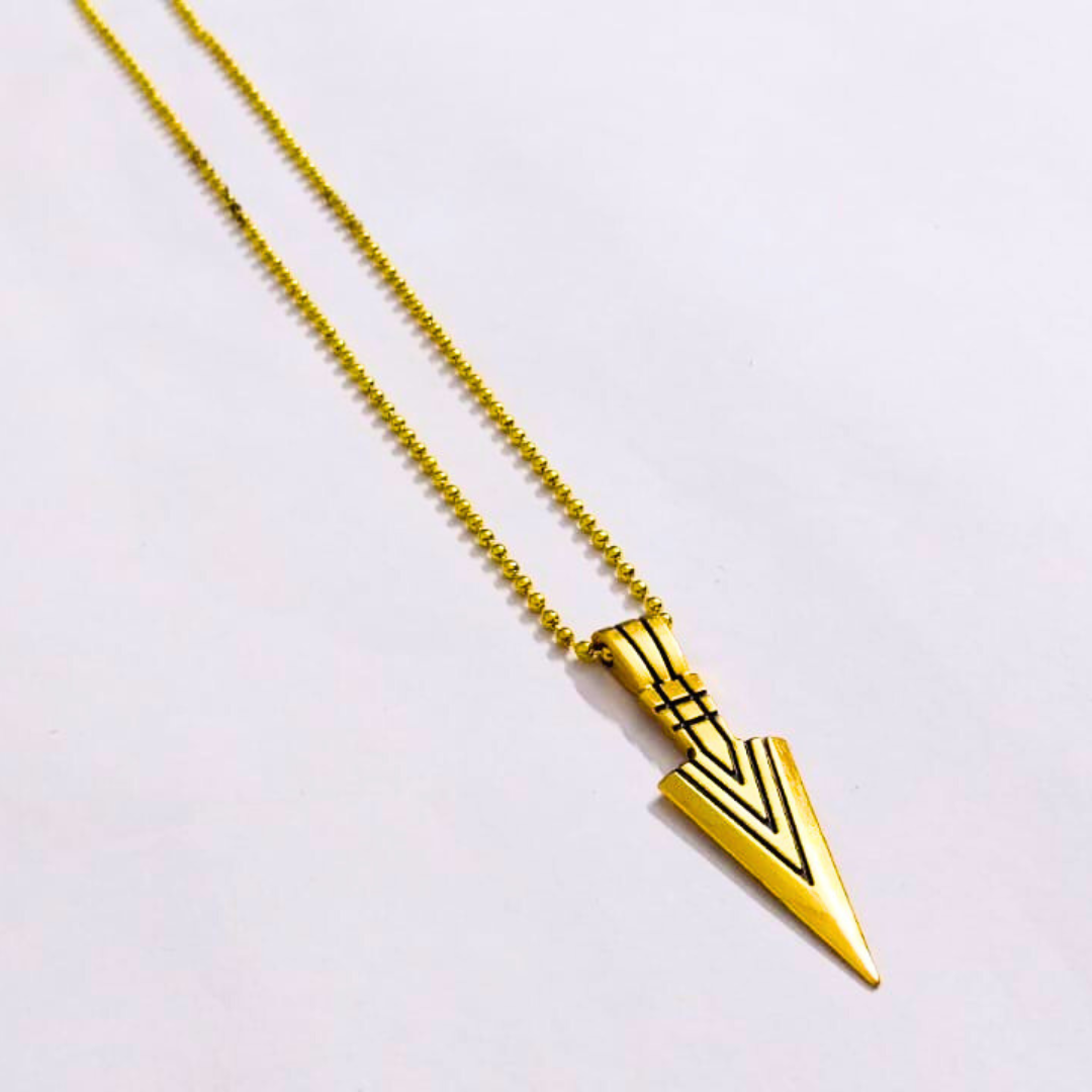 Gold Plated Arrowhead Pendant Necklace | Geometric Minimalist Jewelry for Women & Men