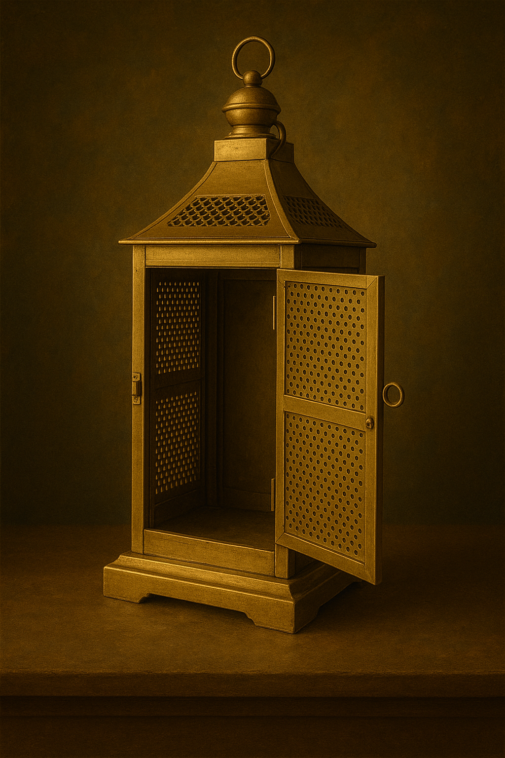 metal lantern with candle
