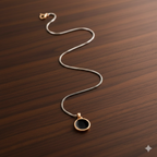 Unisex Black Round Pendant Chain