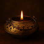 Antique Brass Decorative Bowl Candle Holder | Rustic Cutwork Metal Décor for Aesthetic Home & Festive Styling