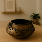 Antique Brass Decorative Bowl Candle Holder | Rustic Cutwork Metal Décor for Aesthetic Home & Festive Styling