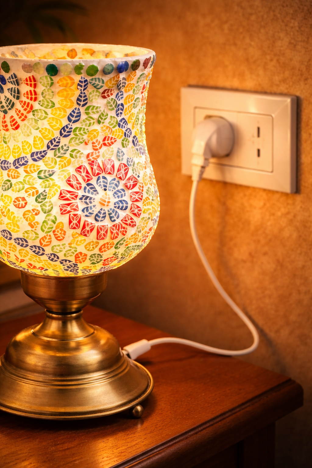 Handcrafted Mosaic Glass Table Lamp with Multicolor Glow | Decorative Night Lamp for Living Room, Bedroom & Home Décor