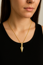 Gold Plated Arrowhead Pendant Necklace | Geometric Minimalist Jewelry for Women & Men