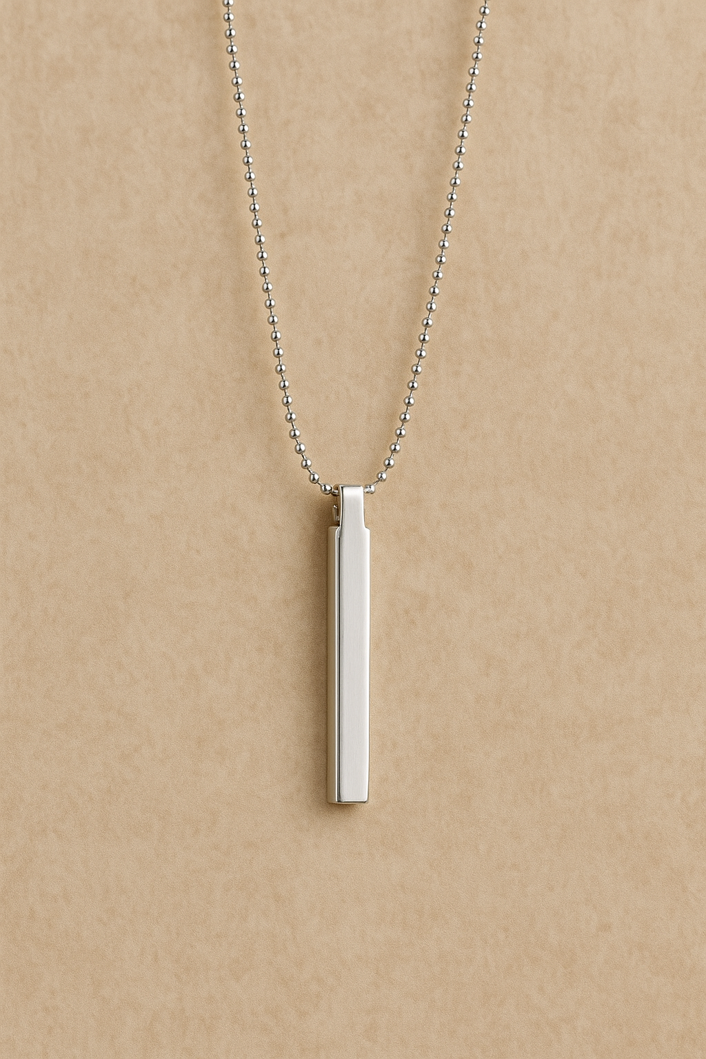 Sterling Silver Bar Pendant Necklace for Men | Minimalist Vertical Bar Design with Silver Chain | Daily Wear Stylish Metal Pendant for Boys & Men