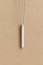 Sterling Silver Bar Pendant Necklace for Men | Minimalist Vertical Bar Design with Silver Chain | Daily Wear Stylish Metal Pendant for Boys & Men