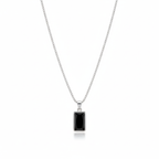 Men’s Black Rectangle Pendant with Chain | Minimalist Silver Frame Locket for Men | Stylish Trendy Men Jewellery