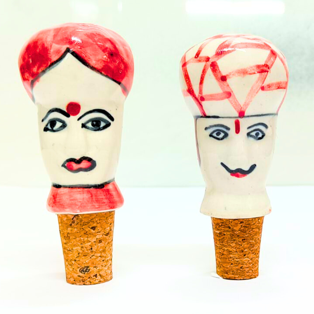 Decorative Wine Bottle Stopper,Handcrafted Ceramic Bottle Cork Stopper – Printed Wine & Oil Bottle Stopper | Reusable, Eco-Friendly, Decorative Kitchen Accessory