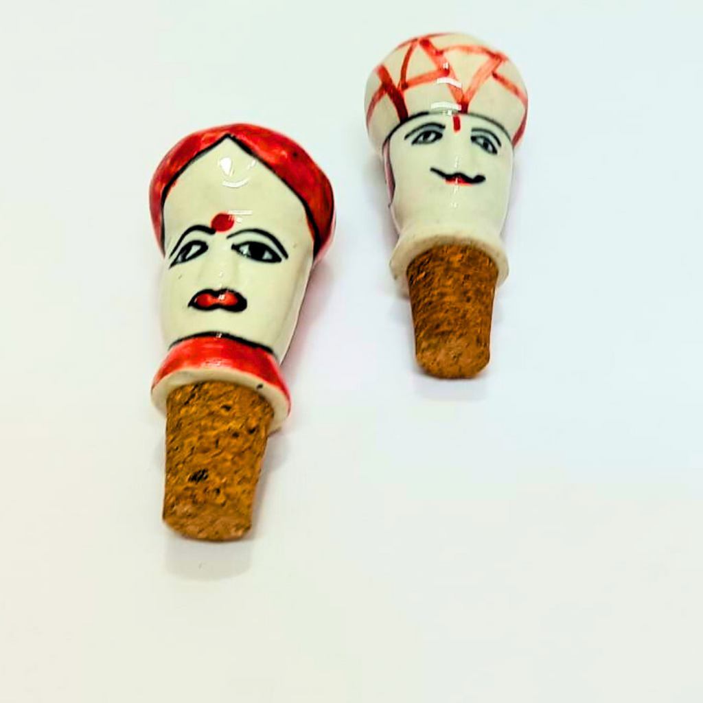 Decorative Wine Bottle Stopper,Handcrafted Ceramic Bottle Cork Stopper – Printed Wine & Oil Bottle Stopper | Reusable, Eco-Friendly, Decorative Kitchen Accessory